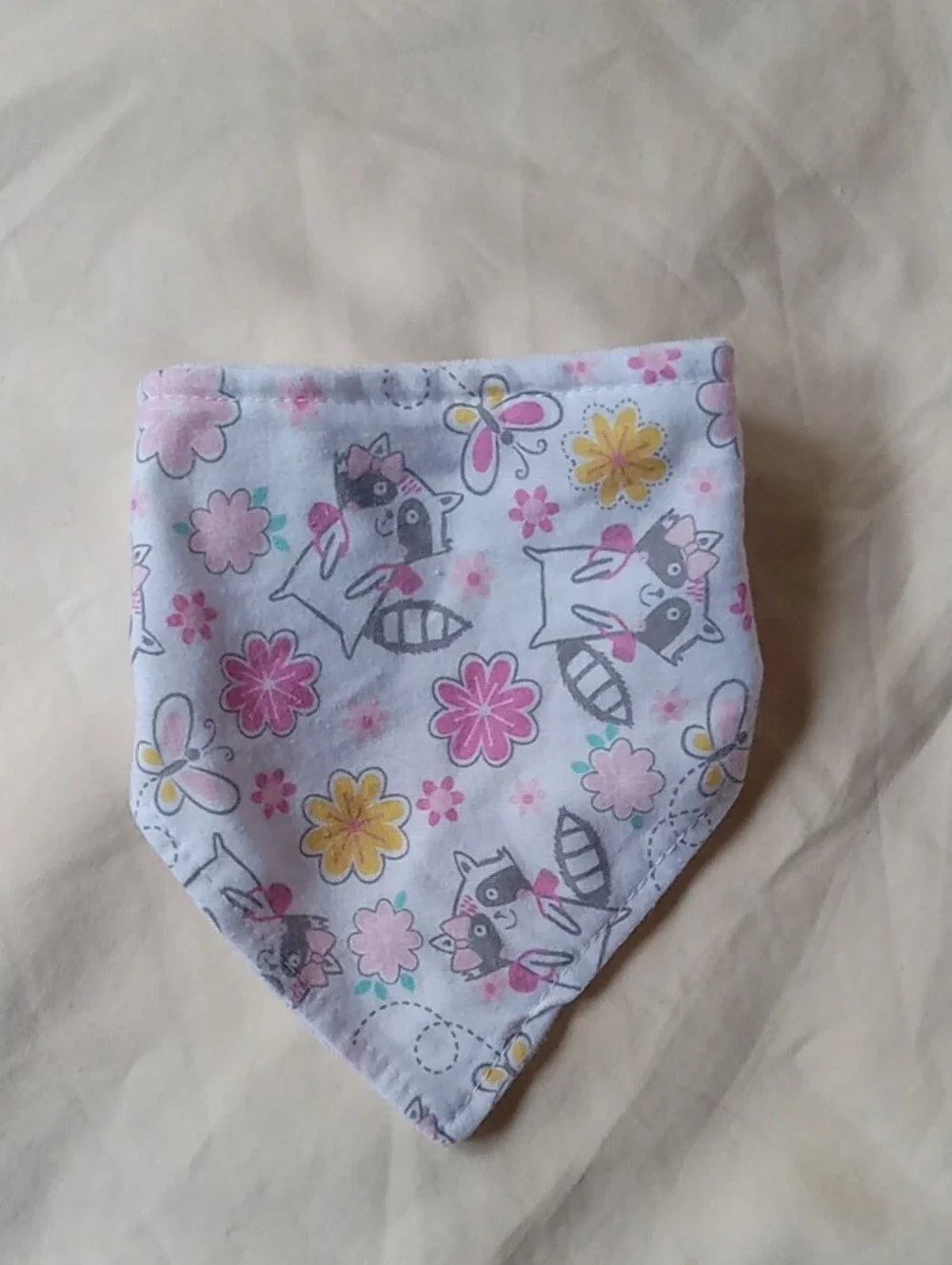 Pink Floral Raccoon Baby Bandana Bib Set - 3 Pack